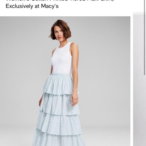 And Now This Dresses & Skirts - Tiered Maxi Skirt in Light Blue Floral